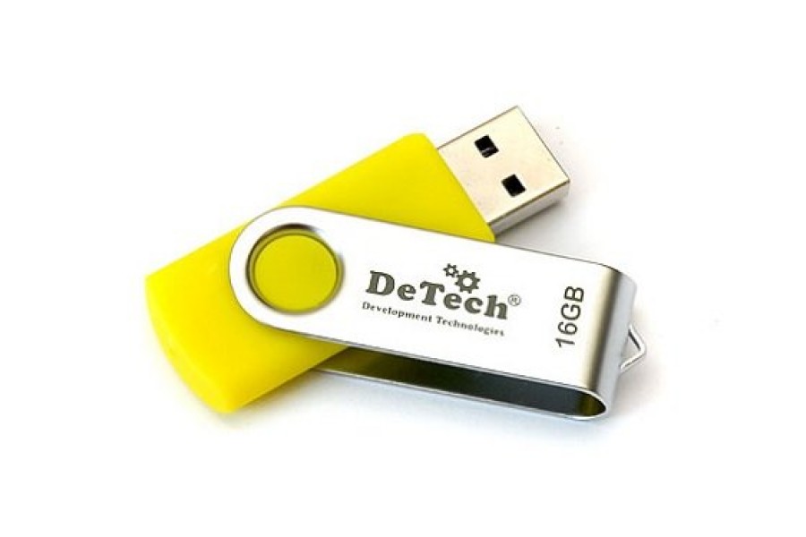 ФЛЕШ-ДРАЙВ DeTech USB Drive 16GB Swivel Yellow