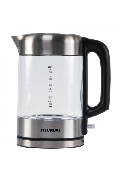 Эл.чайник Hyundai HYK-G6405 черный/серебристый стекло