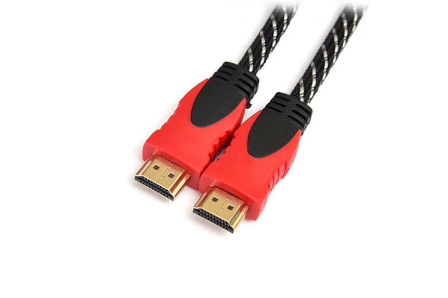 Кабель DeTech HDMI A-A v1.4 Black-Red with Nylon 30 AWG 1,8М