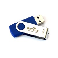 USB флеш:DeTech USB Flash Drive 16Gb Swivel Blue
